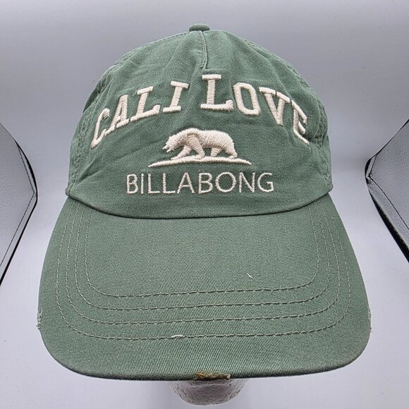 Billabong Cali Love Mens Adjustable Green Cotton Baseball Cap Beach Summer - Picture 1 of 9